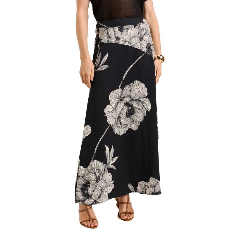 Veronika Maine Petite Poppy Viscose Linen Maxi Skirt image number 0